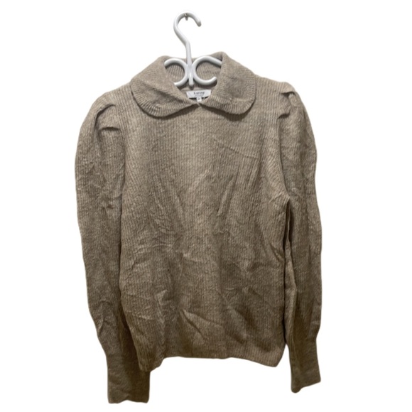 B. young Tan Crew Neck Sweater with Long Sleeves and Peter Pan Collar - Picture 1 of 8